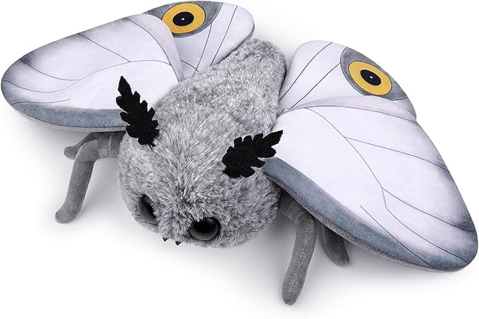 Cute Moth Plush Toy, White Moth Stuffed Animals 11in, Handmade Big Mothman Insect Plushie Model Toy, Unique Plush Gift Collection for Kids