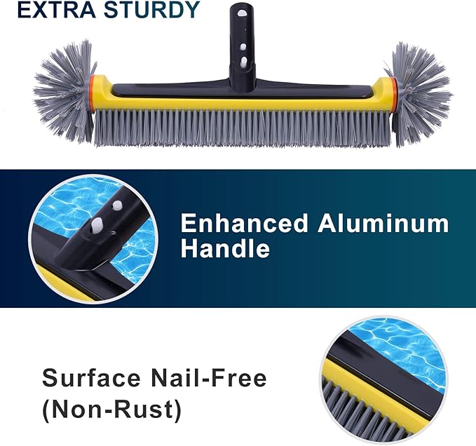 POOLAZA Aluminum Pool Brush & Fine Mesh Pool Skimmer Net