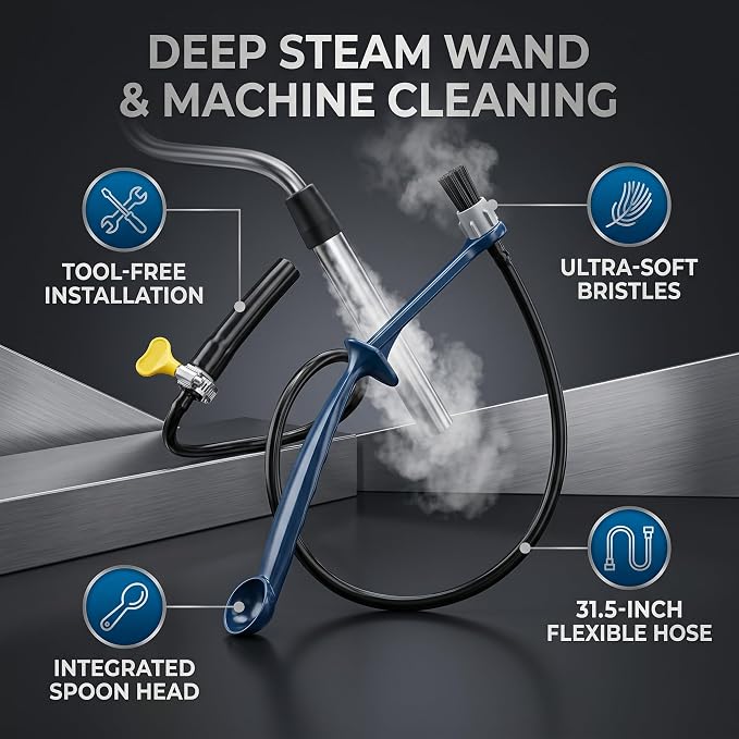 AYNEFY Steam Wand Descaling Brush Coffee Machine Brush Long Maintenance Tool Machines Steam Wand Cleaner 31.5 Inch Hose Scrubber for Replacement Supplies