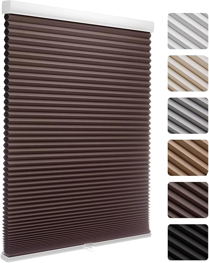 MYshade 1.5-Inch Cellular Cordless Blackout Shades,Thermal Insulating Noise Reducing Waterproof Blinds,Honeycomb Window Treatments for Indoor Light Control (Taupe-Custom)