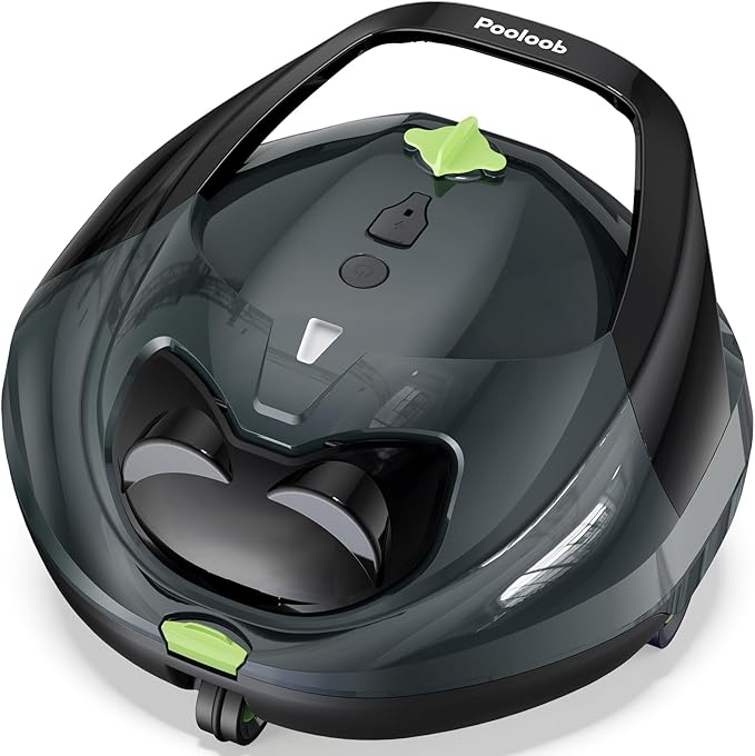Pooloob PF1 Cordless Pool Vacuum Cleaner Robot for Daily Pool Maintenance, Floor Only Cleaning for Above/In Ground Pools, Triple Filtration, Floating Buoy & Tether, Not for Initial or Deep Cleaning
