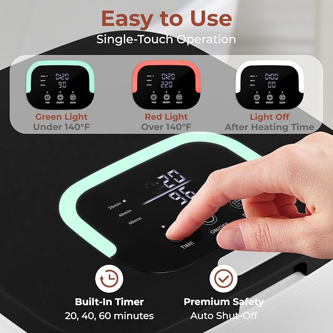 SereneLife Towel Warmer Bucket - Compact 23L Bathroom Towel Heater with Essential Oils Disc Holder, Adjustable Timer, Auto Shut-Off, Power Cord Storage & LED Display, Fits 2 Oversized Towels (Black)