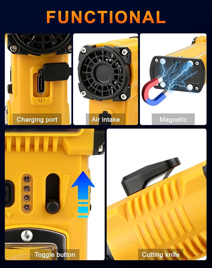 Compressed Air Duster, 130000RPM Electric Air Duster, 2-Gear Adjustable Mini Blower with Light, Rechargeable Electric Air Blower, Dust Blower for Keyboard, PC Vents, Car Interiors & Home Dusting