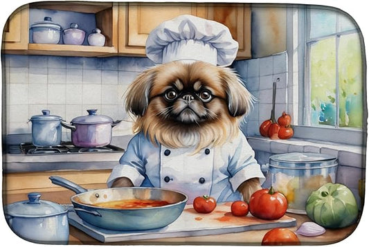 Caroline's Treasures DAC6297DDM Pekingese The Chef Dish Drying Mat Absorbent Dish Drying Mat Pad for Kitchen Counter Dish Drainer Mat for Countertop, 14 x 21", Multicolor