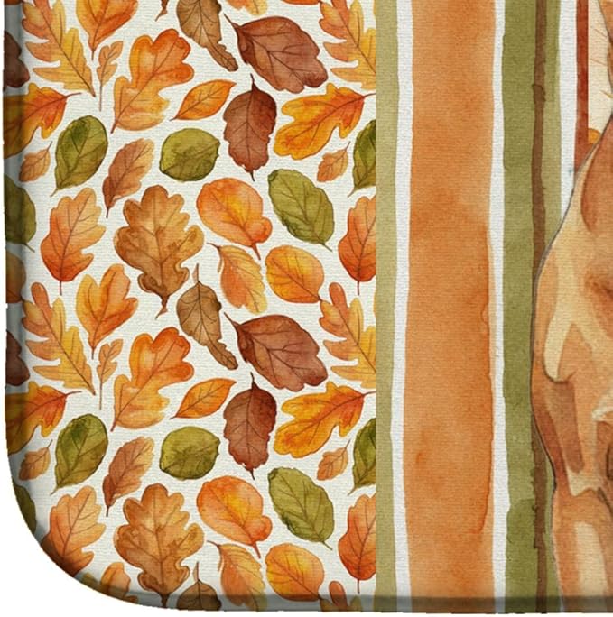 Caroline's Treasures Red Bullmastiff Heirloom Fall Dish Drying Mat Absorbent Dish Drying Mat Pad for Kitchen Counter Dish Drainer Mat for Countertop, 14 x 21", Multicolor