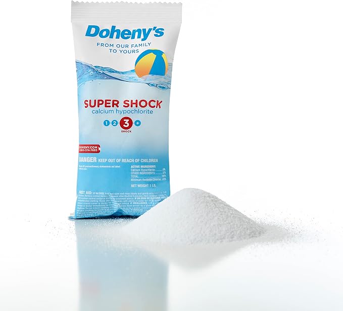 Doheny's Super Pool Shock | Pro-Grade Chlorine Shock, Quick-Dissolving, Fast-Acting 68% Cal-Hypo Granular Pool Shock | 24 x 1lb Bags, Proudly Made in the USA