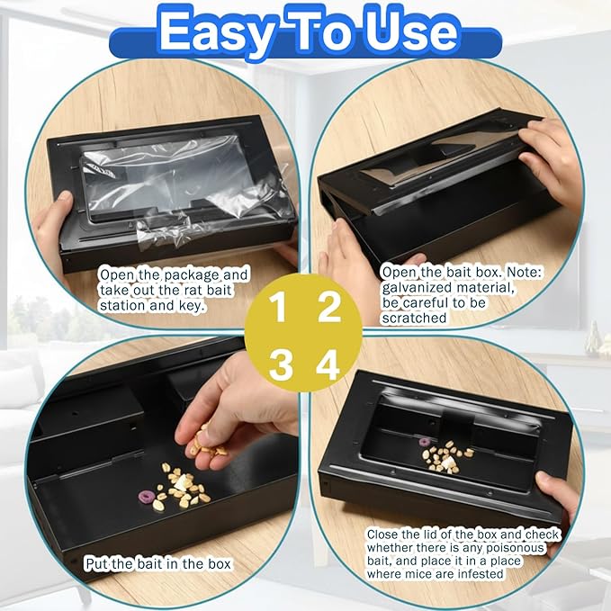 4 Packs Mouse Traps Multi Catch Rat Clear Top Mice Trap Rodent Humanized Black Rat Trap for Indoor Outdoor Control Pet and Security
