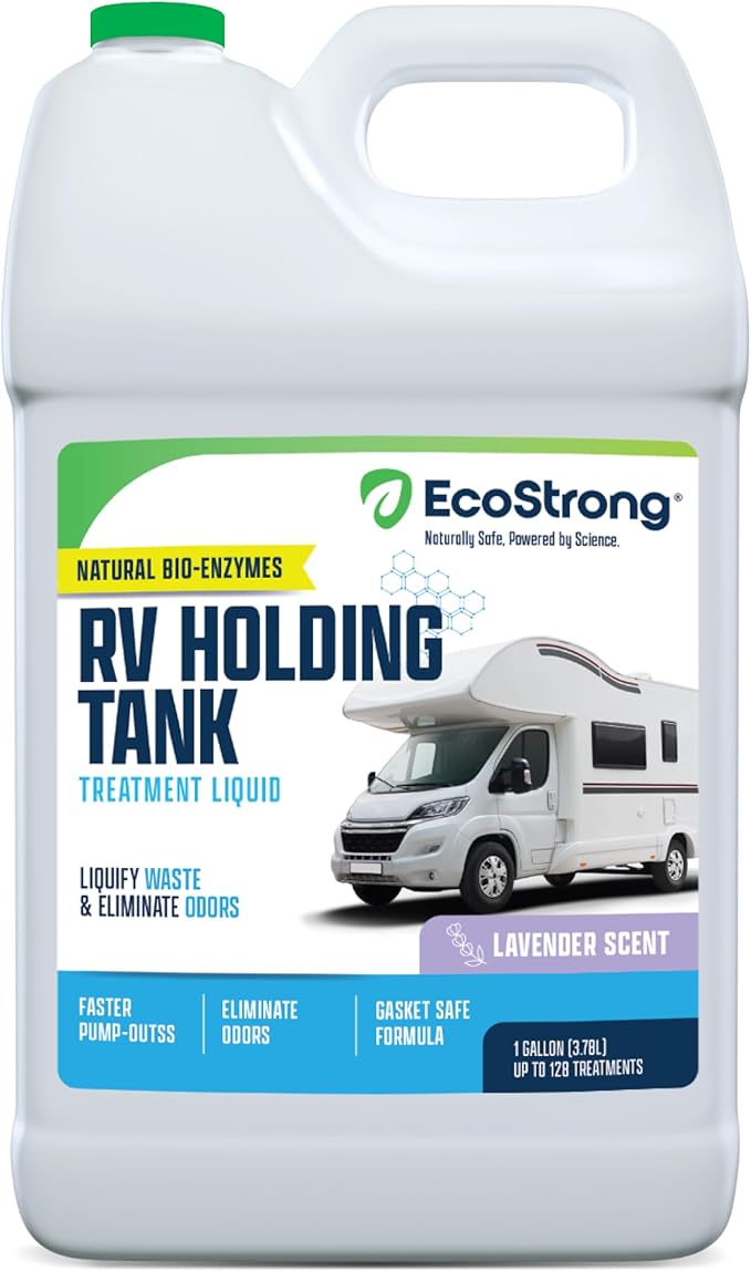 Eco Strong RV Toilet Treatment | RV Black Tank Treatment | RV Holding Tank Digestor, Odor Eliminator, and Cleaner | Perfect for Campers, RVs, Boats, 128 Treatments, Lavender
