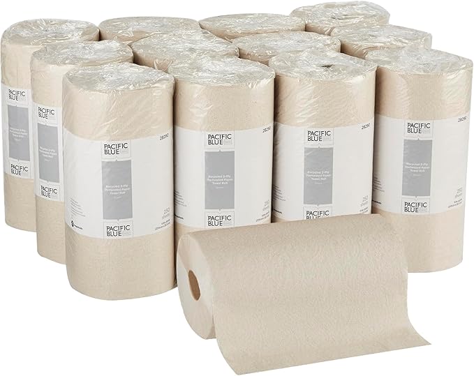 Georgia-Pacific Pacific Blue Basic 2-Ply Recycled Perforated Paper Roll Towel (Previously Branded Envision) By GP PRO (Georgia-Pacific), Brown, 28290, 250 Sheets Per Roll, 12 Rolls Per Case