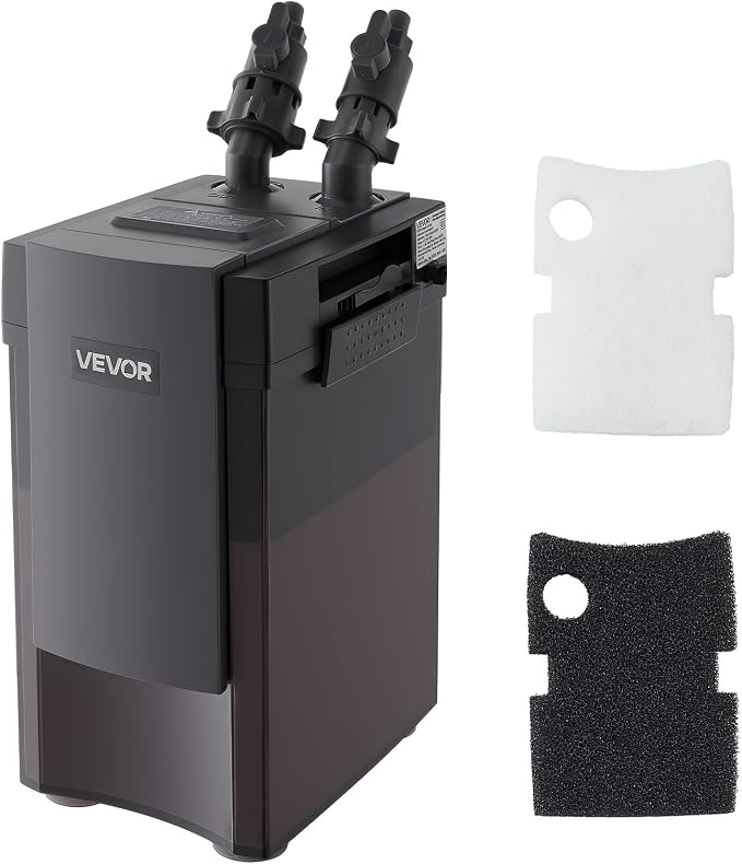 VEVOR 264GPH Canister Filter, 2-Stage External Aquarium Filter with Powerful Pump, Quite Water Circulation Cleaning Machine with Media for Fish Tanks and Aquariums Up to 75 Gallons, for Freshwater