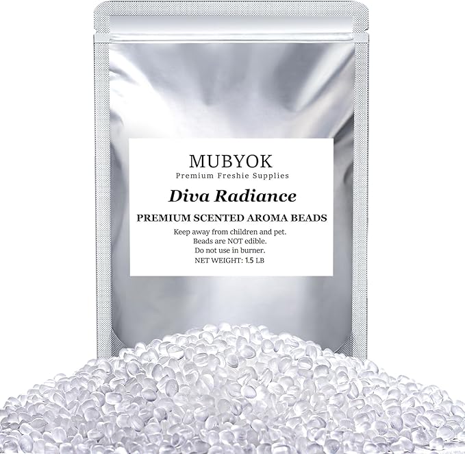 MUBYOK 1.5LB Diva Radiance Premium Scented Aroma Beads for Making Car Freshies Supplies PreScented Beads for Car Air Freshener Sachets Long-Lasing Scent
