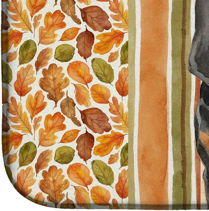Caroline's Treasures Black and Tan Bloodhound Heirloom Fall Dish Drying Mat Absorbent Dish Drying Mat Pad for Kitchen Counter Dish Drainer Mat for Countertop, 14 x 21", Multicolor