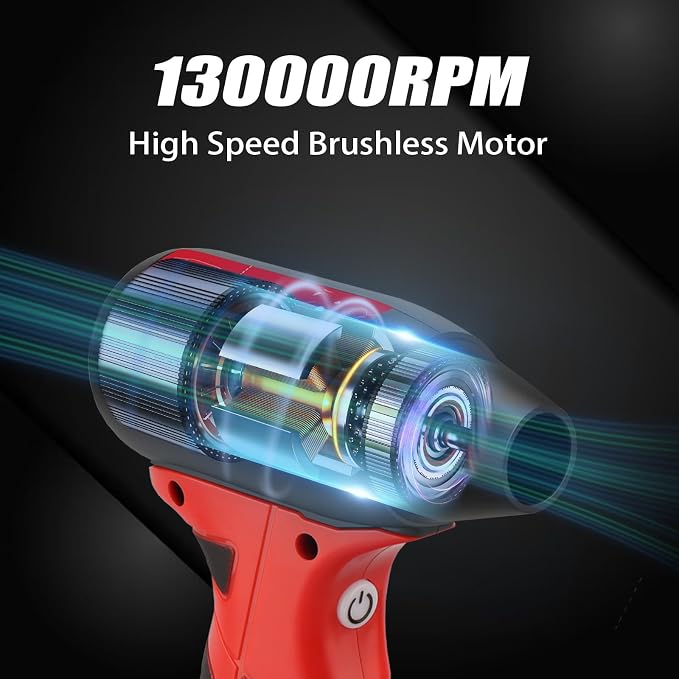 Cordless Leaf Blower Compatible with Milwaukee M18 18V Battery, 130000RPM Brushless Motor, 4‑Speed Jet Dry Blower & Air Duster for Leaves Dust Snow Lawn Patio Cleaning