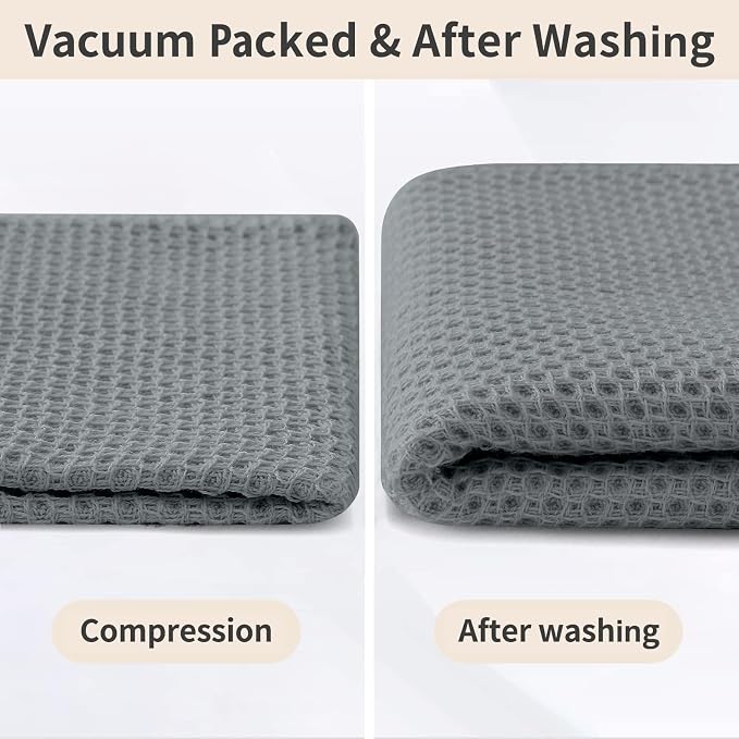 Homaxy 100% Cotton Kitchen Towels and Dishcloths Set, 12 x 12 Inches and 13 x 28 Inches, Set of 8 Bulk Kitchen Towels Set, Ultra Soft Absorbent Dish Cloths for Washing Dishes, Grey