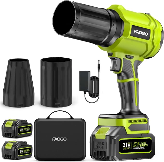 Cordless Leaf Blower with 2 Batteries & Charger - 990,000 RPM Electric Handheld Blower, Lightweight, Double Run Time for Lawn, Yard, Patio, Garden Cleaning