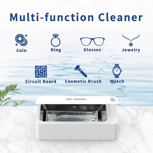 DK SONIC 450ML Ultrasonic Cleaner,24W Household Ultrasonic Jewelry Cleaner with 3 Times Modes and One-Touch Operation for Cleaning Jewelry,Eyeglasses,Coins