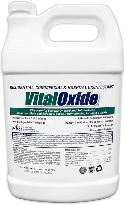 Vital Oxide Disinfectant, Deodorizer, Cleaner, Food-Contact Sanitizer, Virucide – (EPA registration #82972-1) – Kills Mold & Mildew, Eliminates Odors -1 Gallon