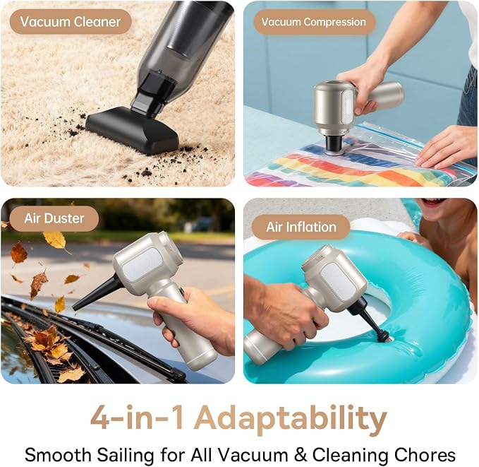 REWONDER Car Vacuum Cleaner High Power, 22000Pa Vacuum Cleaner & 110000RPM Air Duster, Handheld Vacuum with 7800mAh Battery, Storage Bag & Multi-Nozzles for Car, Home, Office