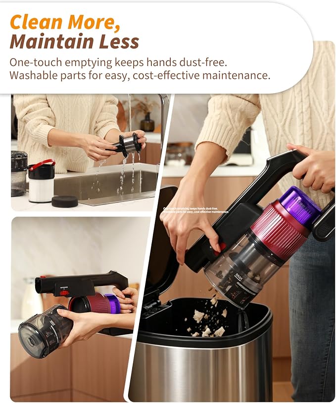 ElecKeys 650W Cordless Vacuum Cleaner for Home, Pet Hair & Hardwood Floors, 55KPa Lightweight Vacuum Cleaners with 65 Mins Runtime, Self-Standing, Foldable Tube, Charging Dock & Anti-Tangle Brush