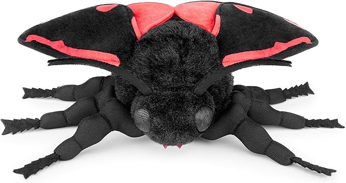 ZHONGXIN MADE Cinnabar Moth Plush Toy - Lifelike Cinnabar Moth Stuffed Animals 11in, Realistic Soft Big Wings Moth Toys, Unique Plush Collection for Kids