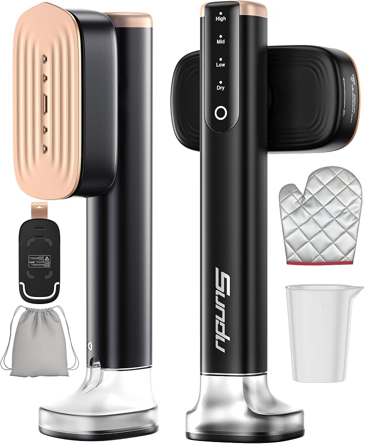 Travel Steamer for Clothes with 180 ml Water Tanks,15s Fast Heat-up,24 g/min Strong Steam Performance, Portable Garment Steamer with Touch Control, LED Display, Steam Iron Black