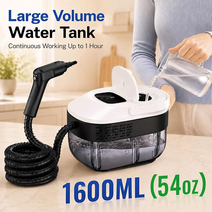 2500W Handheld Steam Cleaner for Home, 15s Heat-Up Hand Held Steamer for Cleaning with 20Pcs Accessories, 54oz(1.6l) Large Tank, Hand Held Steam Cleaner for House, Car, Grout, Tile, Furniture