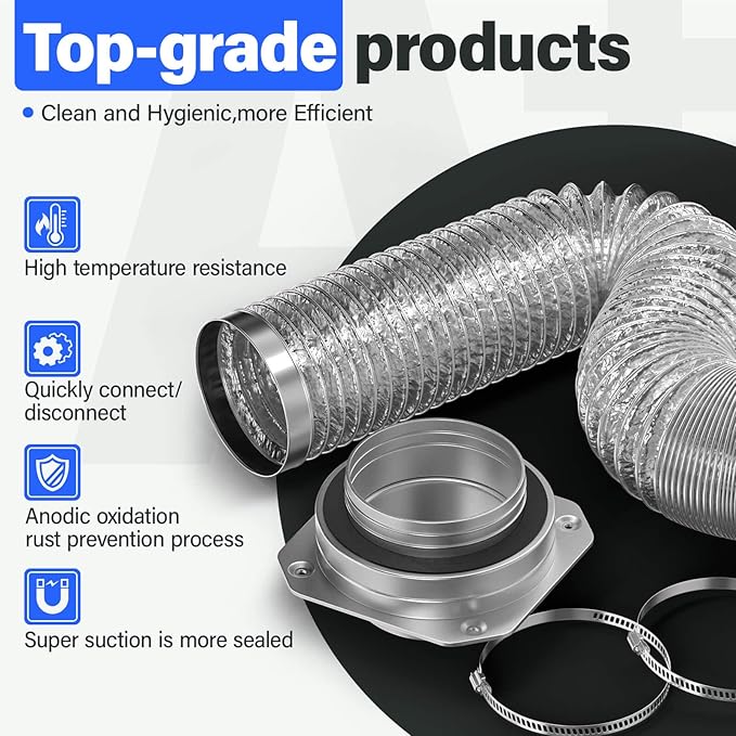 Magnetic Dryer Vent MV-180 Connector Kit, 4 Inch for Tight Spaces, Strong Magnetic Seal, Easy Quick Installation, Improves Airflow & Safety, Easy to Clean