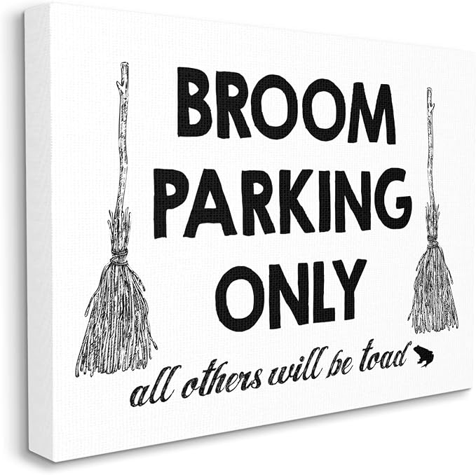 Stupell Industries 'Broom Parking Witty Halloween Witch Phrase'| Canvas Art | Stupell Industries | 40 x 30 Inches, Easy to Hang and Sturdy, Made in USA, by Lettered and Lined