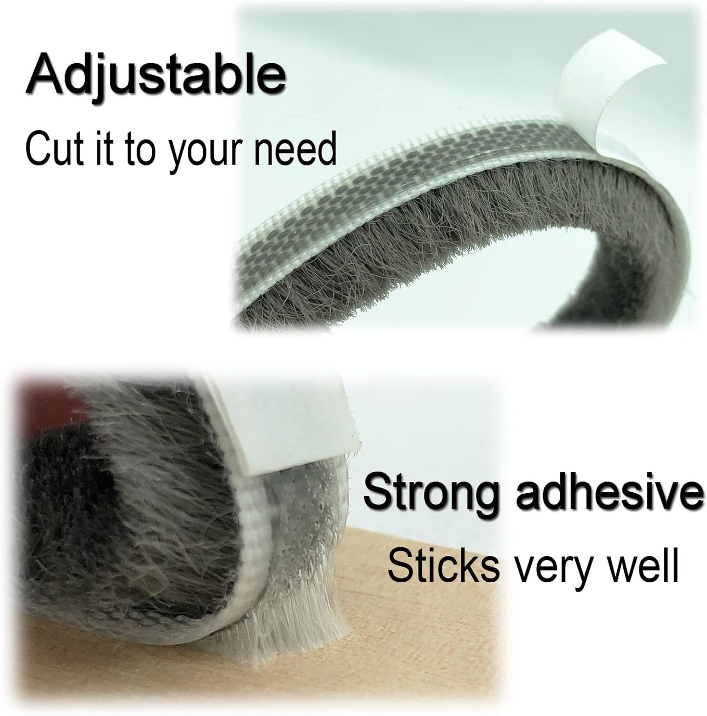 Adhesive Pile Weather Stripping, Weatherstrip Fuzzy Door Brush Strip for Sliding Sash Door Window Wardrobe Seal(33ft x11/32 Backing x 11/32 Brush inch, Black)