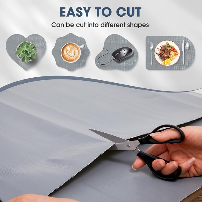 Drawer and Shelf Liner, Non-Slip Kitchen Cabinet Liners Non-Adhesive Thick Strong Grip Waterproof Washable Mats Protect Dresser Shelves Cupboard Bathroom Cabinets, Pure Gray, 12 in X 30 FT