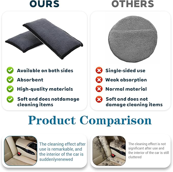 12 Pcs Car Interior Scrubbing Sponge, 5.9'' x 3.5'' Microfiber Car Wax Applicator Scrubber Pad, Cars Detailing Microfiber Interior Scrub Pad,Washing Sponges for Leather Seat Couch Cleaning, Gray
