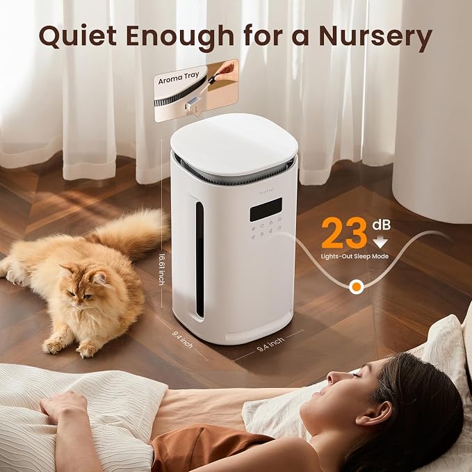 Provirtec Pawtent Pro Pet Air Purifier, 2-Year Filter Life, H13 True HEPA | UV-Ion Tech, 99.23% Pet Odor & 99.97% Allergies & 99.70% Pet Hair Reduction, Auto Mode for Cats Dogs Home Large Room
