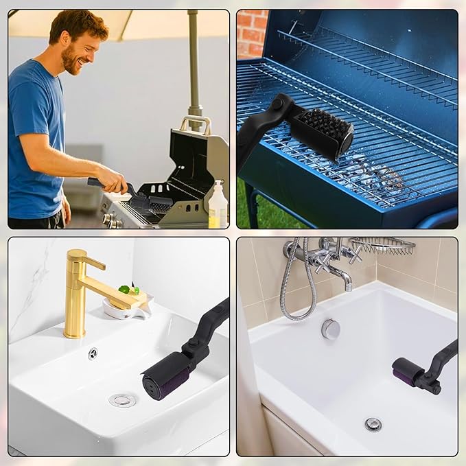 Electric Grill Brush, Rechargeable Cordless BBQ Brush, 180°Adjustable Cleaning Brush, 3-Speed Power, Waterproof Cleaner for BBQ Grates with Extra Brushhead