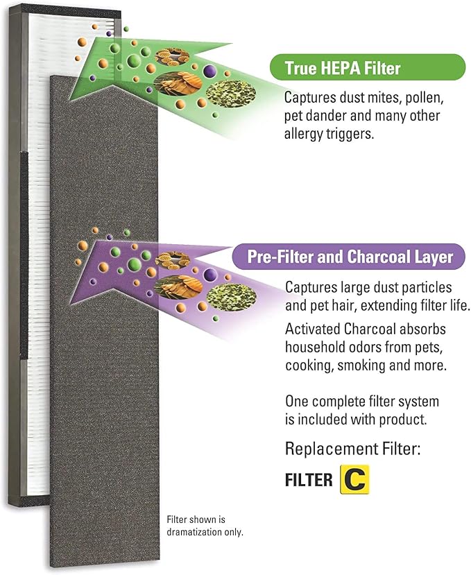GermGuardian Genuine HEPA Replacement Filter with Carbon Filter 4-Pack for FLT5000, AC5000 Series Air Purifiers