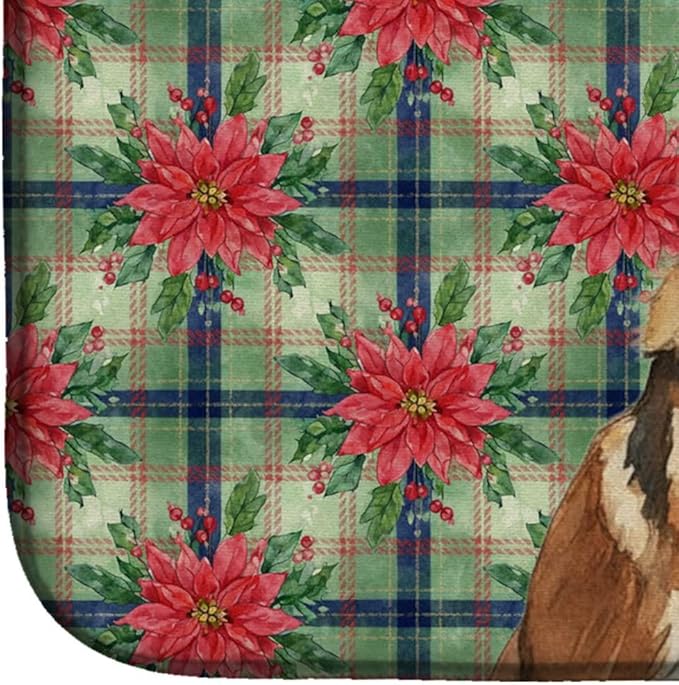 Caroline's Treasures Belgian Tervuren Christmas PoinsettIas Dish Drying Mat Absorbent Dish Drying Mat Pad for Kitchen Counter Dish Drainer Mat for Countertop, 14 x 21", Multicolor