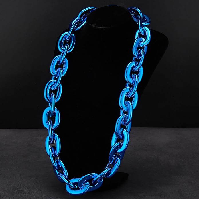 Passed colorfast test,Large Plastic Chain Necklace, 2 Pack / 4 Pack Optional,Hip-hop Rapper Big Chunky Fake Necklace , Super long Detachable, Non-fading Party Clothing Plastic Jewelry Necklace Decoration, Women and Men.