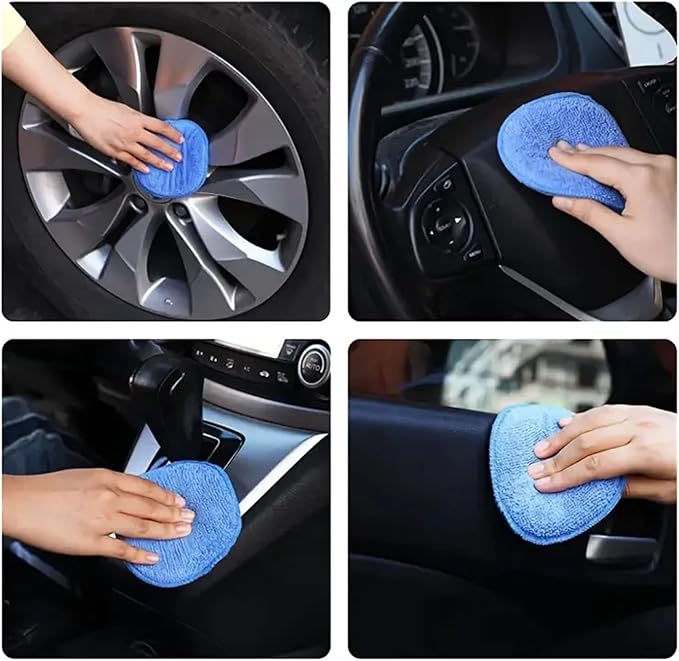 Compatible for 10/20pcs Car Detailing Applicator Pads Care Waxing Polish Sponge Soft Microfiber Round Pocket(Blue 10pcs)
