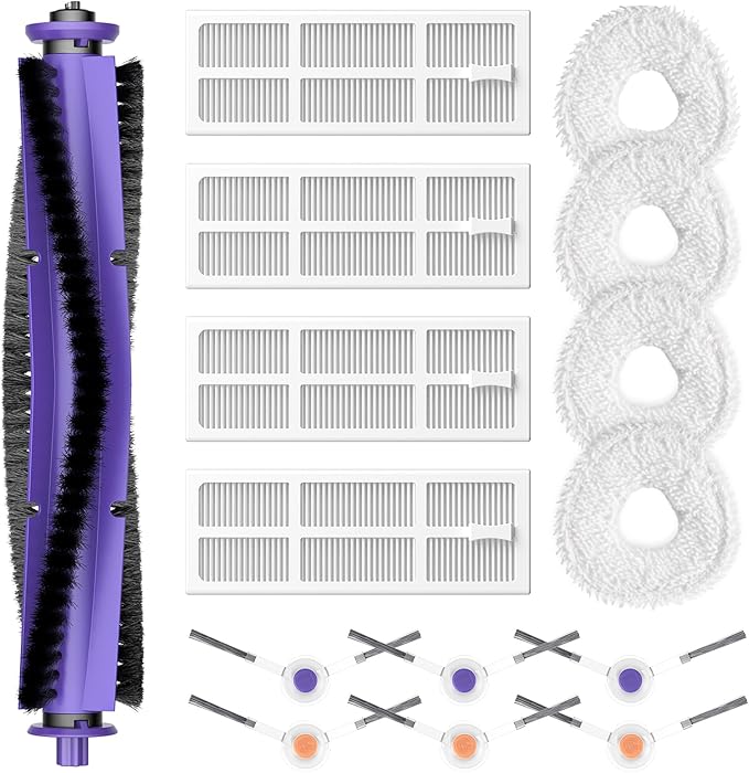 Replacement Parts Accessories Compatible with Narwal Freo Robot Vacuum ONLY, 1 Roller Brush,4 HEPA Filters, 4 Mop Pads, 6 Side Brushes, NOT for Freo Z10/Z10 Ultra/Z Ultra/X Ultra