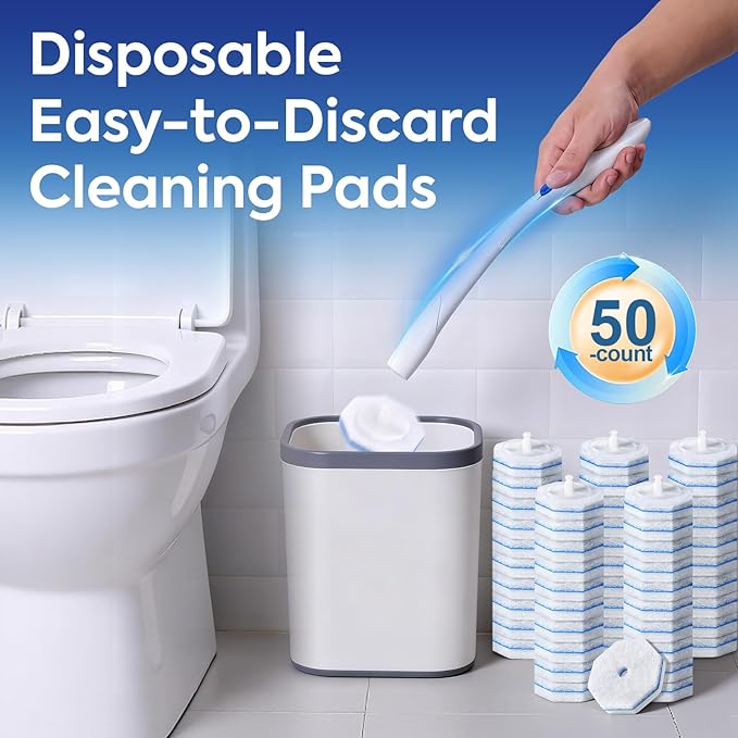 50 Pcs Disposable Toilet Cleaner Refill Pads, Universal Toilet Bowl Brush Replacement Heads, Durable Deep Cleaning Refills, Fresh Scent Bathroom Cleaning Supplies