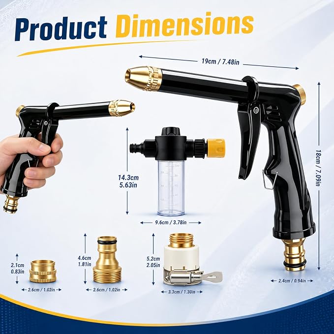 KLIFE Jet Nozzle Power Washer for Garden Hose, Upgrade Pressure Washer Wand, Adjustable High Pressure Water Nozzle for Car Washing Patio Garden Outdoor Cleaning