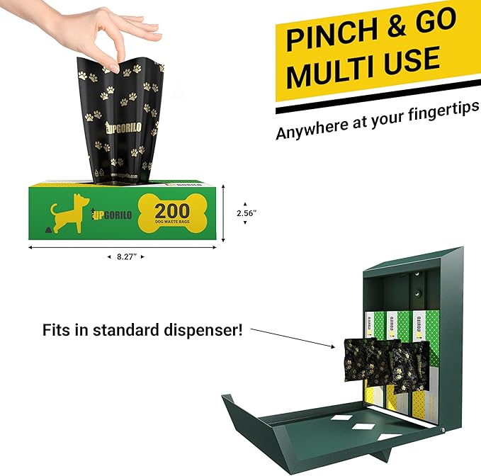Flash Furniture Kessler 3 Roll Set of 8 x 13 Unscented Premium Pet Waste Station Bags, 600 Extra Thick and Strong Leak Proof Dog Waste Bags, Black