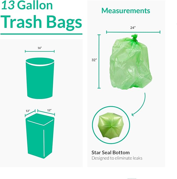 Reli. Biodegradable 13 Gallon Trash Bags | 100 Count | ASTM D6954 | Green | Eco-Friendly | Oxobiodegradable Under Certain Conditions (See Product Description)