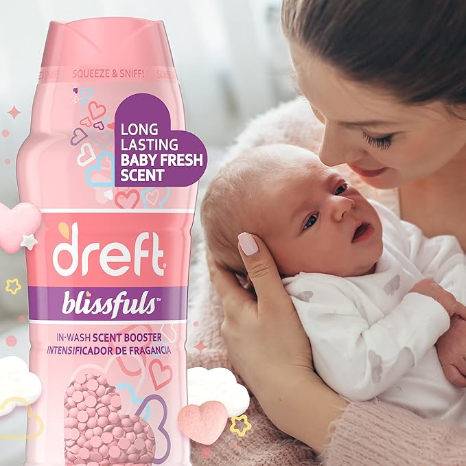 Dreft Blissfuls In-Wash Laundry Scent Booster Beads,Baby Fresh Scent,18.2 oz,(Pack of 4)