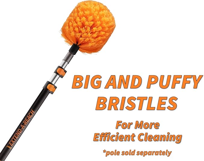 5-to-8 ft Cobweb Duster with Extension Pole // 10+ Foot Reach Spider Web Cleaner Cobweb Brush for Outdoor & Indoor Web Cleaning // Lightweight & Sturdy Telescopic Pole // The Ultimate Dusting Kit