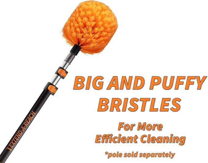 7-18 ft Cobweb Duster with Extension Pole // 30+ Foot High Reach Spider Web Cleaner Cobweb Brush for Outdoor & Indoor Web Cleaning // Lightweight & Sturdy Telescopic Pole // The Ultimate Dusting Kit