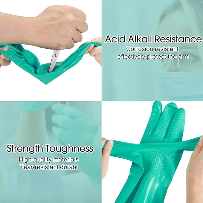 Potchen 30 Pairs Chemical Resistant Gloves Heavy Duty Thick Nitrile Gloves Bulk for Cleaning, Resist Household Acid, Alkali and Oil (X-Large)