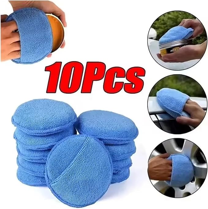 10/1Pcs 5-Inch Microfiber Wax Applicator Pad - Ultra Soft Car Polishing Sponge with Finger Pocket for Care(Grey 10Pcs)