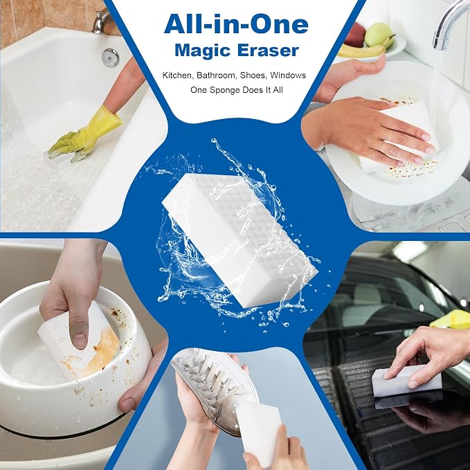 21-Pack Extra-Thick Melamine Sponges – 3.94" × 2.76" × 1.18" Durable Kitchen & Bathroom Cleaning Pads – Powerful, Non-Scratch, Water-Activated Magic Sponge(Ultra-Durable)