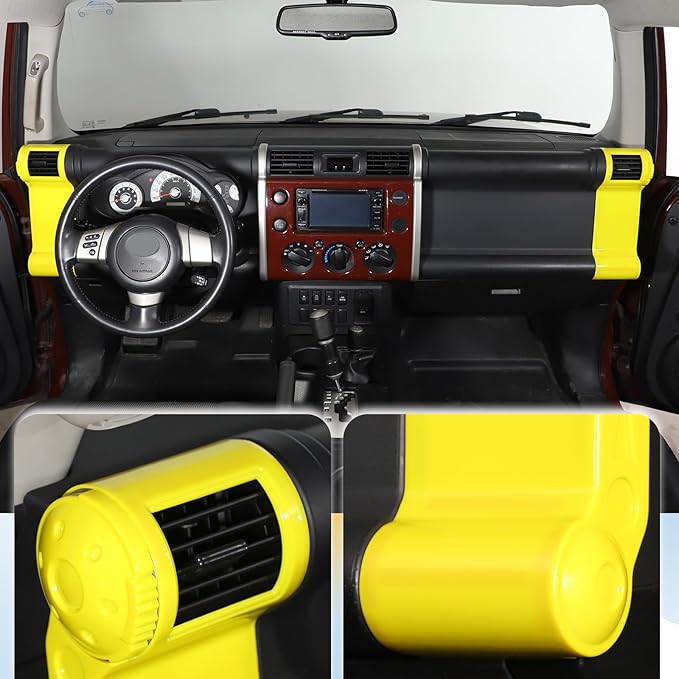 Dashboard Side Air Outlet FrameABS Car Dashboard Side Air Outlet Frame Decorative Panel for Toyota FJ Cruiser (XJ10) 2007-2022 A/C Air Vent Kit Interior Accessories (Yellow)
