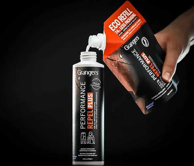Grangers Performance Repel Plus, 9.3 fl oz Refill Pouch| Waterproofing Treatment for Gore-Tex, eVent & Technical Outdoor Apparel | Restore DWR Water Repellency on Jackets, Gear & Fabrics | PFC-Free
